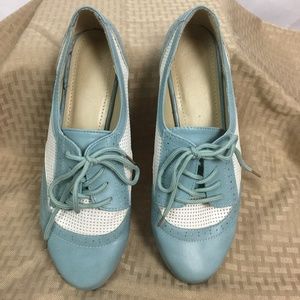 Ollio Light Blue White Sz 8 Oxford Style Loafers